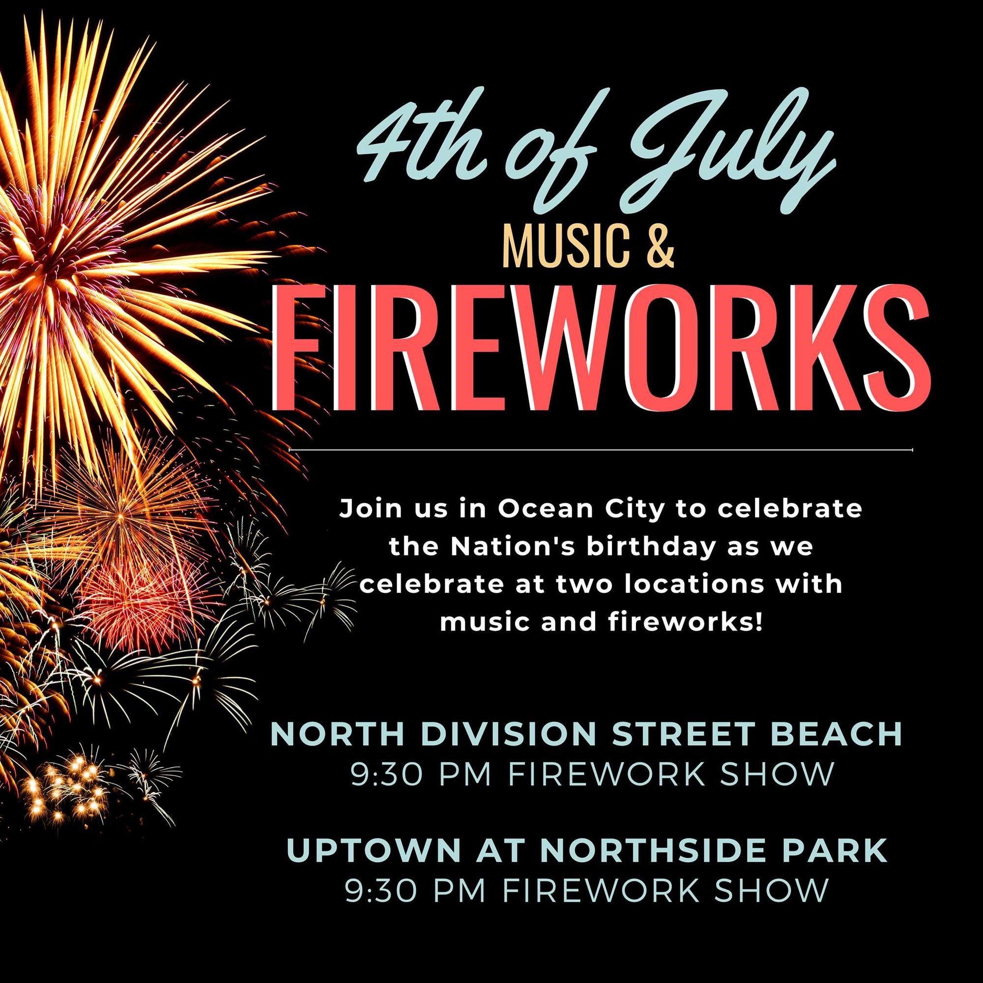 Celebrate July Fourth in Ocean City, Free Fireworks and Music at Two